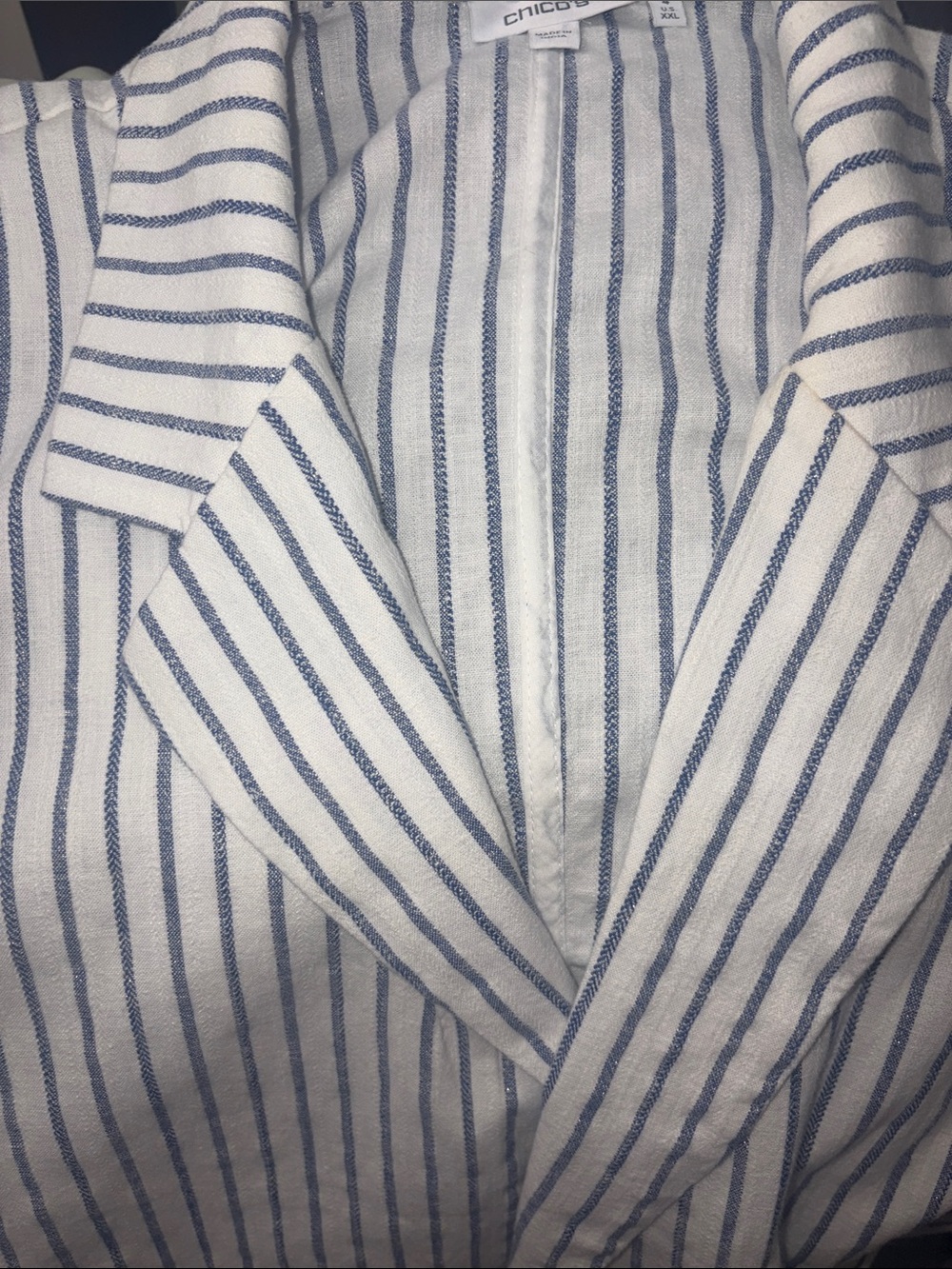 Chico's Striped Linen Stretch Blazer Size 4 (XXL) $149 - Picture 5 of 12
